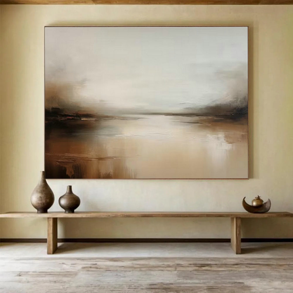 Soothing Warm - Brown River Abstract Art for Cozy Study Focus DLZ2705