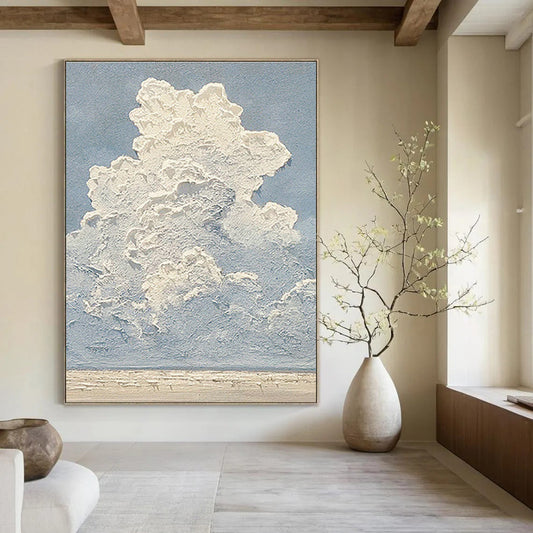 Cloud - Sea Abstract Art for Coastal Home & Wellness Center DLZ1149