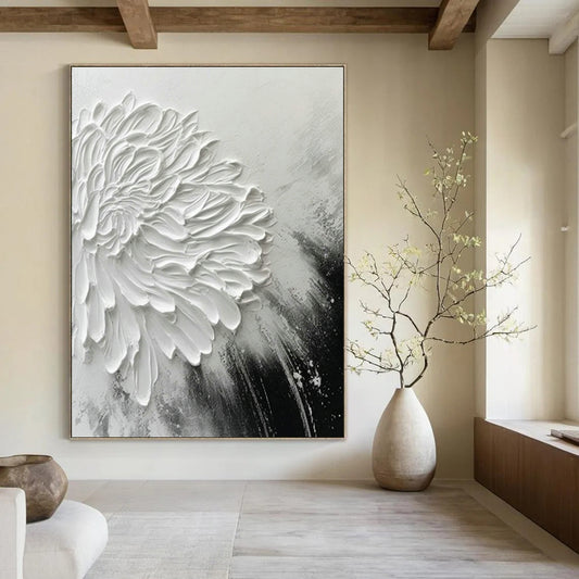 3D White Flower Abstract for Romantic Bedroom & Botanical Café DLZ0902