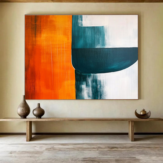 Orange - Teal Abstract Shapes Art for Vibrant Retail Store & Creative Team Office SC249