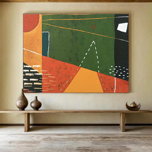Red - Green Geometric Abstract for Eclectic Game Room DLZ2942