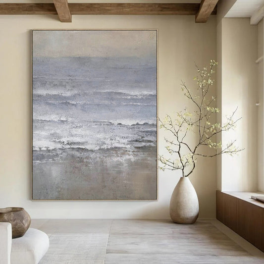 Gray - White Abstract Sea Art for Nautical Home Office & Art - Focused Café DLZ2069