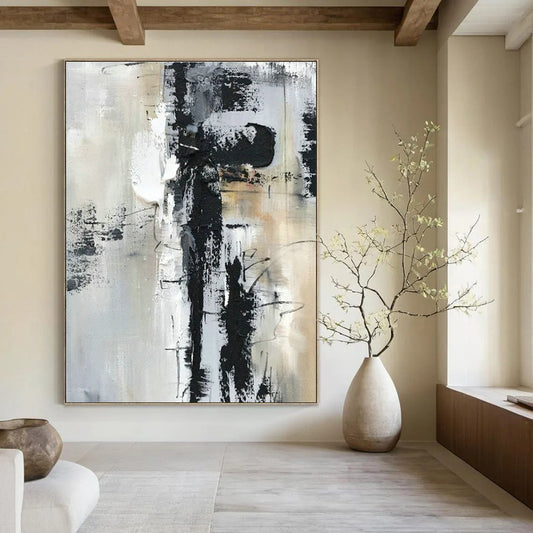 Black - White - Gray Abstract Art for Industrial Loft & Modern Art Gallery DLZ1690