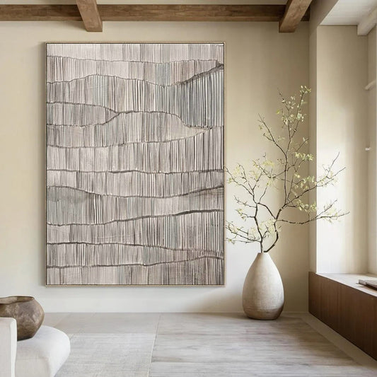 Gray and White Textured Abstract Art for Industrial Loft & Contemporary Home Hallway DLZ1595