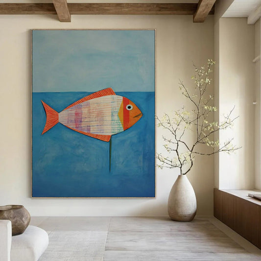 Collage Fish Art for Seaside Cottage & Children’s Playroom DLZ1763