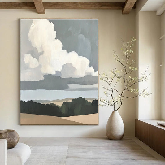 Minimalist Cloudscape Art for Modern Home Office & Serene Bedroom STSC1390