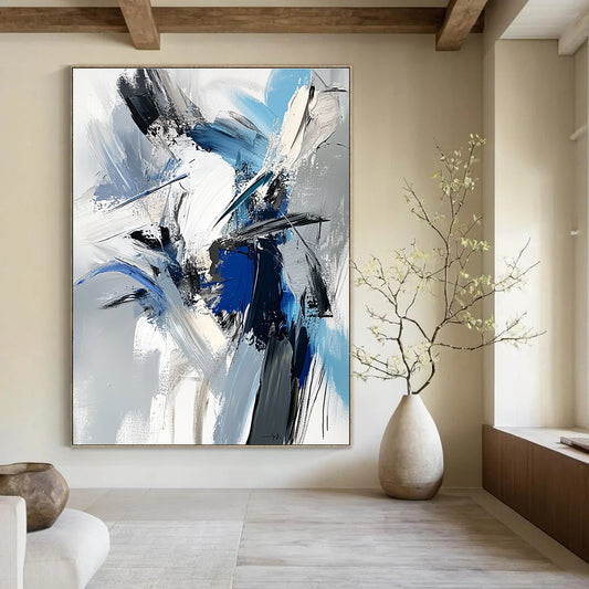 Blue & Gray Abstract Energy Art for Creative Studio & Lounge STSC717