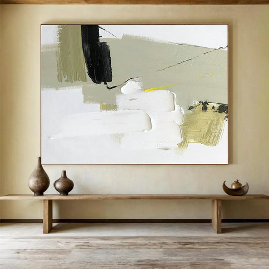 Green - Yellow - White - Black Abstract Art for Dining Room Vibrant Gatherings DLZ2698