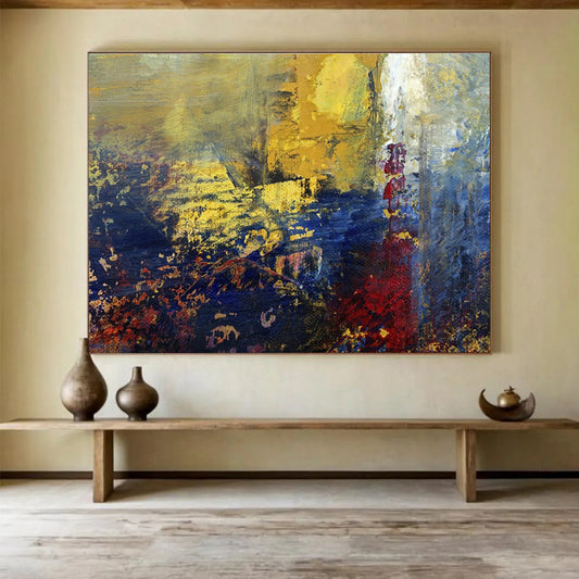 Bold Yellow - Blue - Red Abstract Art for Dynamic Startup Workspaces DLZ3106