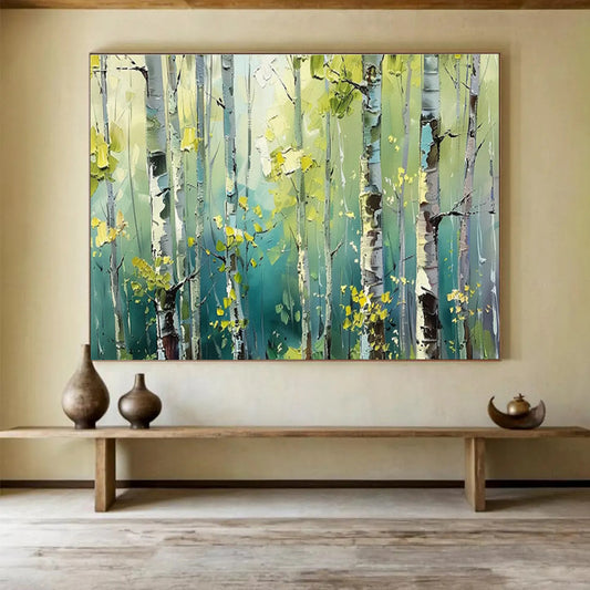 Lush Birch Forest Landscape Art for Nature - Loving Bedroom Retreat DLZ3054