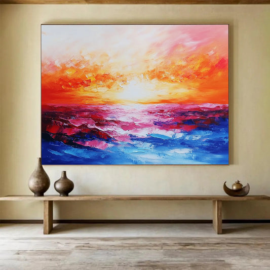 Vivid Sunset Sea Art for Beachfront Bar & Bold Dining Room SC074