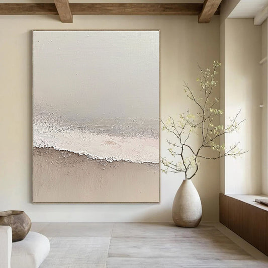 Minimalist Beige and White Art for Modern Home Office & Calm Home Library STSC1427