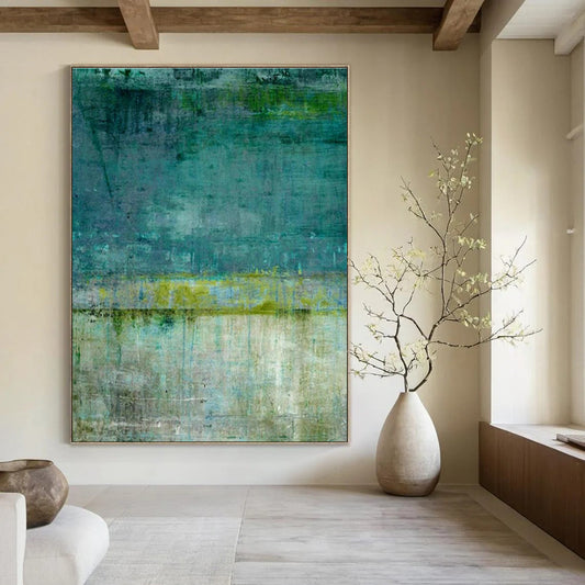 Blue - Green Texture Art for Beach House Bathroom Retreats DLZ0278