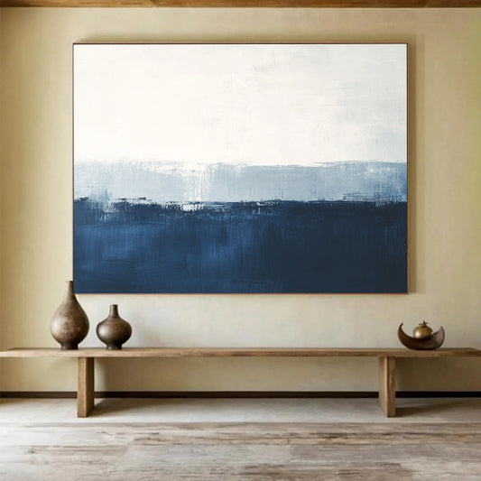 Blue - White Abstract Art for Meditation Space & Minimalist Bedroom SC027