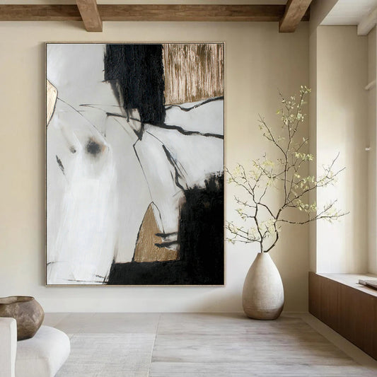 Sophisticated Black & Gold Abstract Art for Dining Room & Office DLZ0394