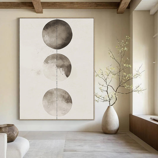 Gray Watercolor Circles Meditative Abstract Art for Yoga Studio & Serene Home Meditation Room STSC1458