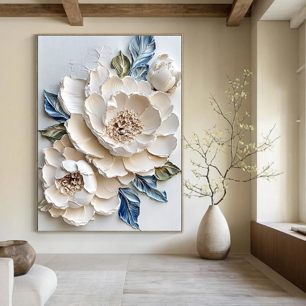 Textured White Flowers for Luxury Spa & Elegant Home Entryway STSC366