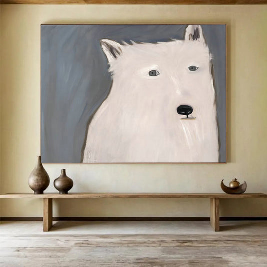 Minimalist White Bear Portrait Art for Kids’ Playroom DLZ2806