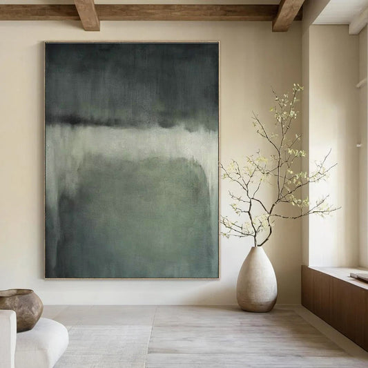 Gray - Green Gradient Abstract Art for Bedroom & Meditation Room DLZ1200