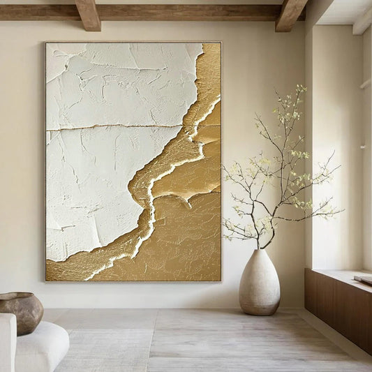 White - Gold Relief Art for Luxury Hotel Suite & High - End Jewelry Boutique DLZ0993