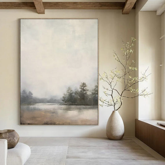 Misty Lake Landscape Art for Lakeside Cottage & Nature - Inspired Spa DLZ0720