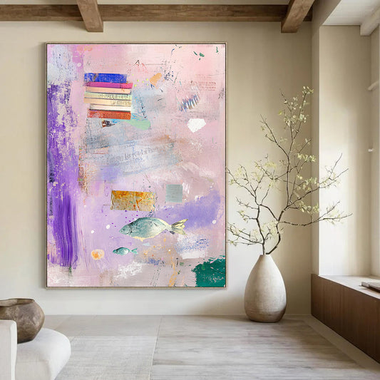 Mixed - Media Books and Fish for Literary Home Study & Eclectic Restaurant STSC1041