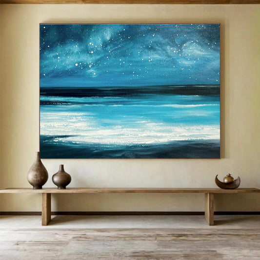 Starry Sea View Oil Painting for Celestial - Themed Bedrooms DLZ2488
