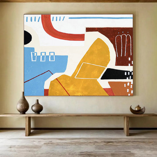 Blue - Yellow Geometric Abstract for Contemporary Bank Lounge DLZ2950