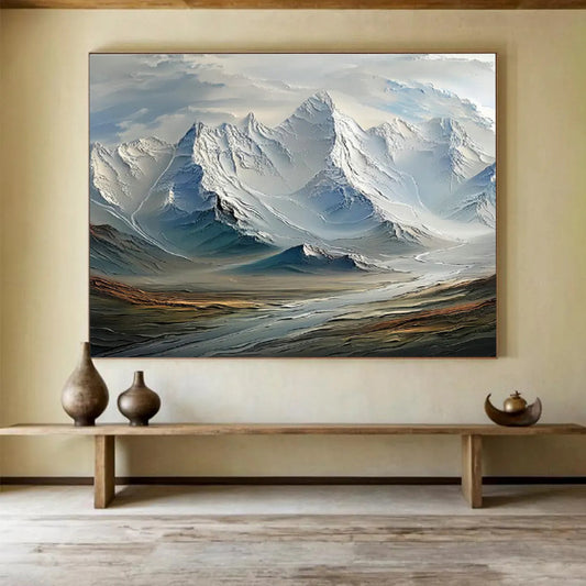 Majestic Snow - Capped Mountain Art for Luxury Ski Resort Lobbies DLZ3112