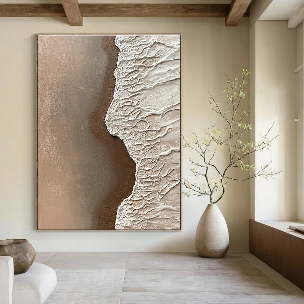 Textured Earth - Tone Shoreline for Rustic Farmhouse Dining Room & Nature Art Gallery STSC954