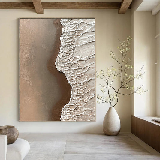 Textured Earth - Tone Shoreline for Rustic Farmhouse Dining Room & Nature Art Gallery STSC954