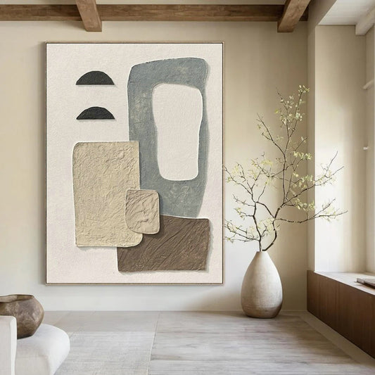 Neutral Collage Art for Minimalist Art Studio & Bohemian - Chic Home Office DLZ1524