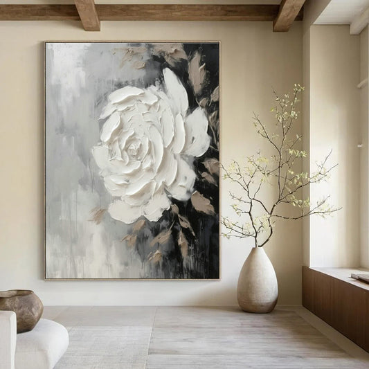 White Flower Abstract for Romantic Bed - and - Breakfast & Feminine Home Boudoir DLZ0897