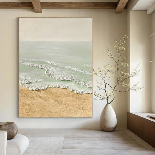 Textured Beach Scene Art for Coastal Cottage & Seaside Yoga Studio DLZ2189