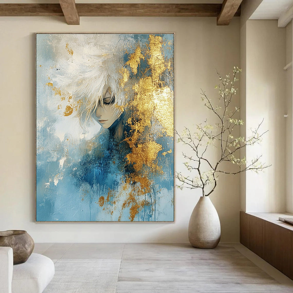 Abstract Portrait with Gold Accents for Luxury Bedroom & High - End Art Gallery STSC449