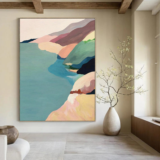 Color - Blocked Coastal Art for Beach House Living Room & Modern Seaside Café DLZ1420