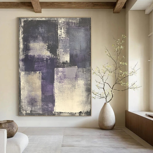 Serene Purple - Gray Blocks Art for Library & Meditation Room STSC682