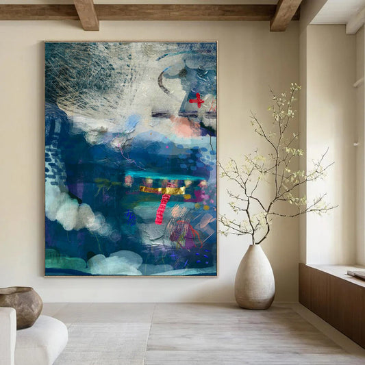 Blue - Toned Collage Art for Coastal Home Study Spaces DLZ0155