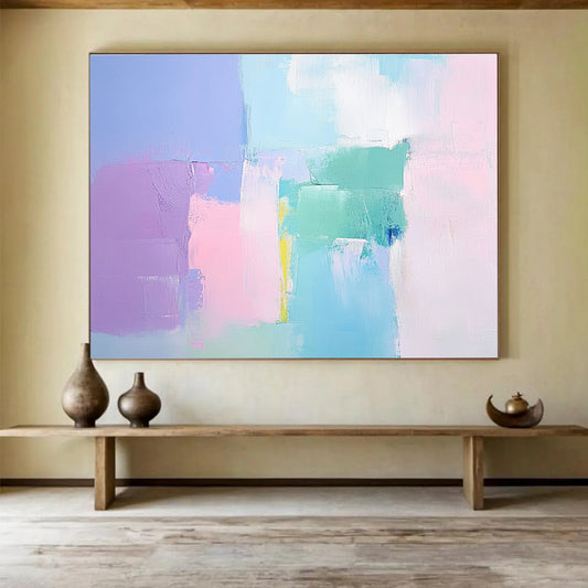 Pastel Color - Block Abstract Art for Feminine Bedroom & Soft - Toned Café SC255