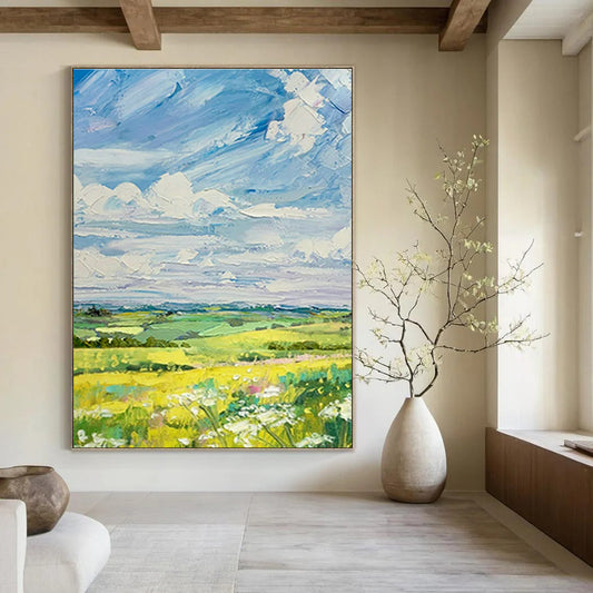 Vibrant Landscape Oil Painting for Countryside Café & Rustic Home Living Room DLZ1591