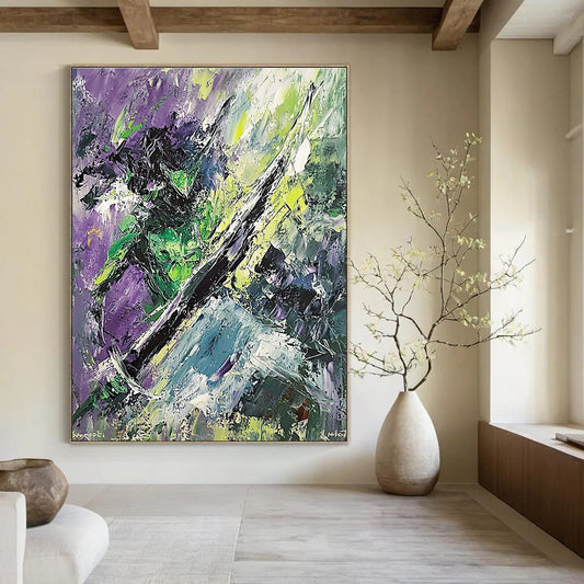 Abstract Green and Purple for Modern Art Studio & Bohemian Living Room STSC881