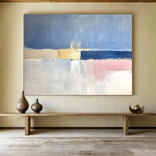 Pink - Blue - Gold Abstract for Boutique Hotel Room & Art - Themed Café SC025