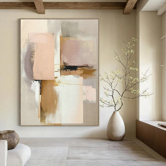 Blush & Gray Abstract Art for Bohemian Living Room & Chic Nursery DLZ1639