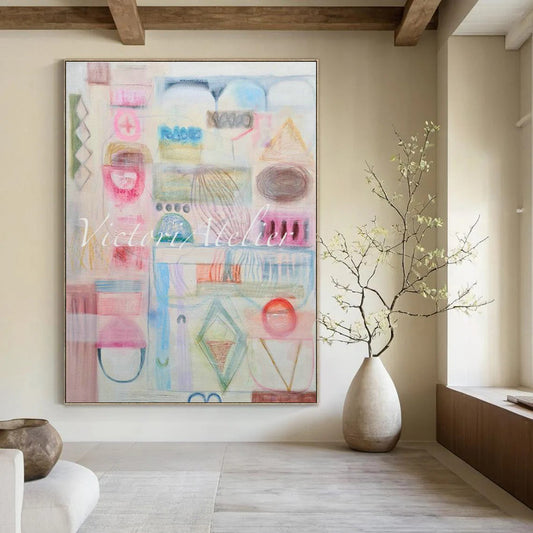 Pink - Toned Geometric Art for Scandinavian - Style Nursery Walls DLZ0091