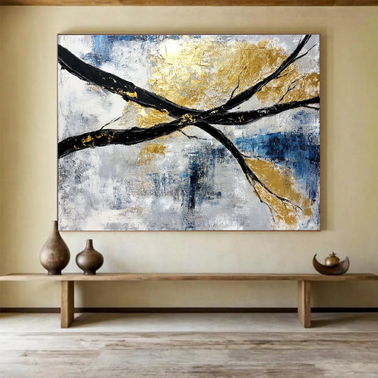 Black Branches with Gold Art for Luxury Hotel Lobby & Elegant Home Library SC367