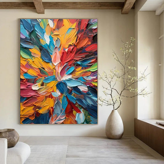 Colorful Floral Impasto Painting for Bedroom & Living Room DLZ0365
