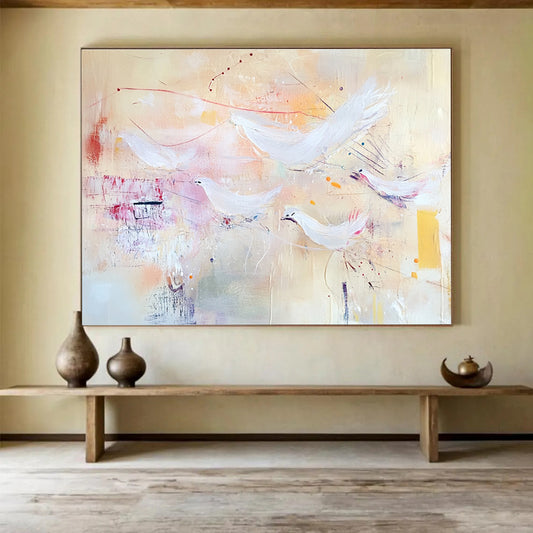 White Birds in Flight Art for Nursery & Spiritual Retreat SC385