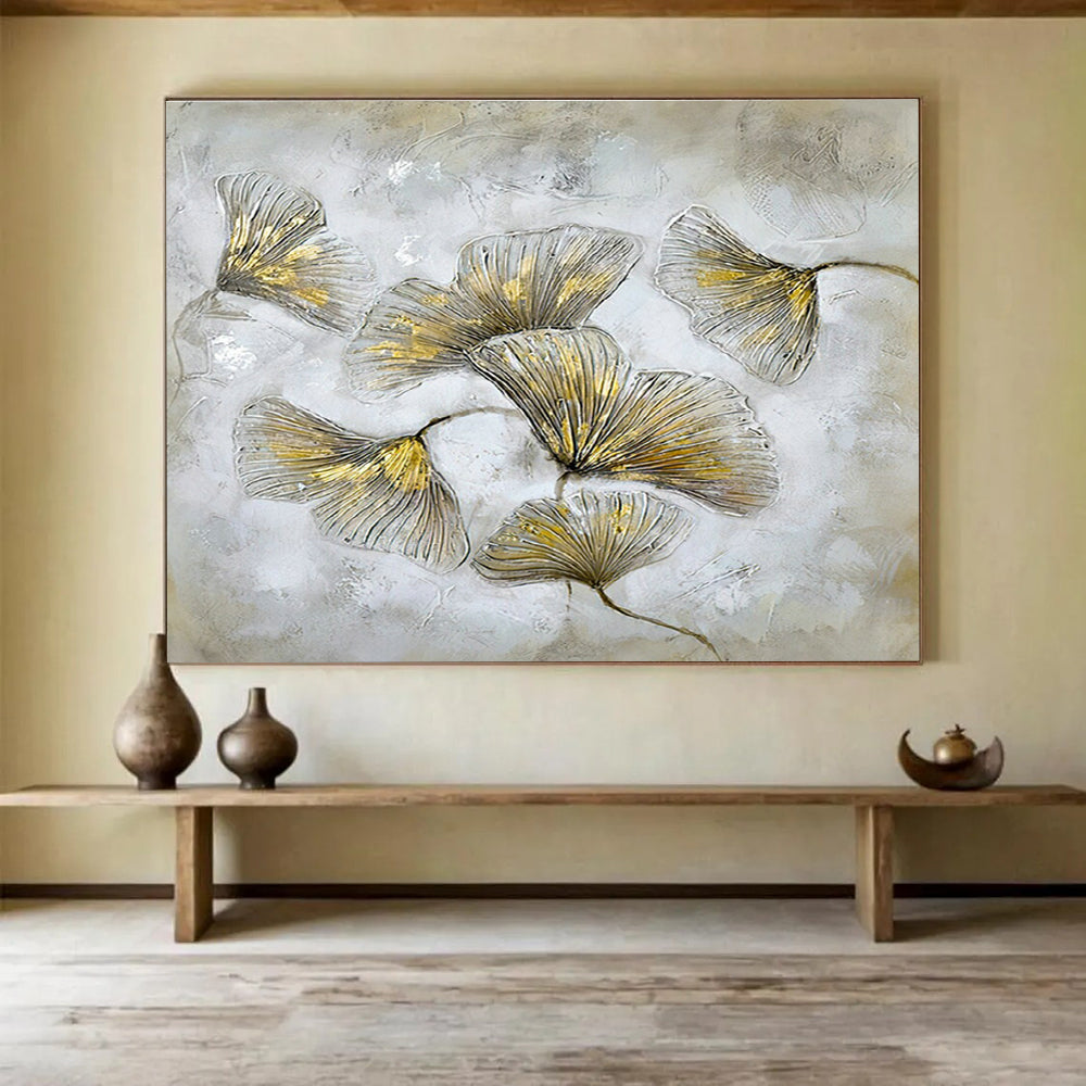 Ginkgo Leaf Relief Art for Zen - Inspired Spa Waiting Rooms DLZ3174