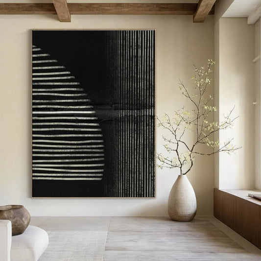 Monochrome Striped Art for Modern Gallery & Night Lounge DLZ1382