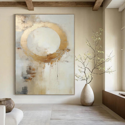 Golden Circle Abstract Art for Modern Office Reception & Luxury Hotel Spa DLZ0918